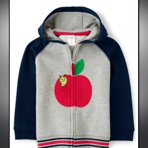 Boys Embroidered Apple Zip Up Hoodie - Teacher's Favorite -